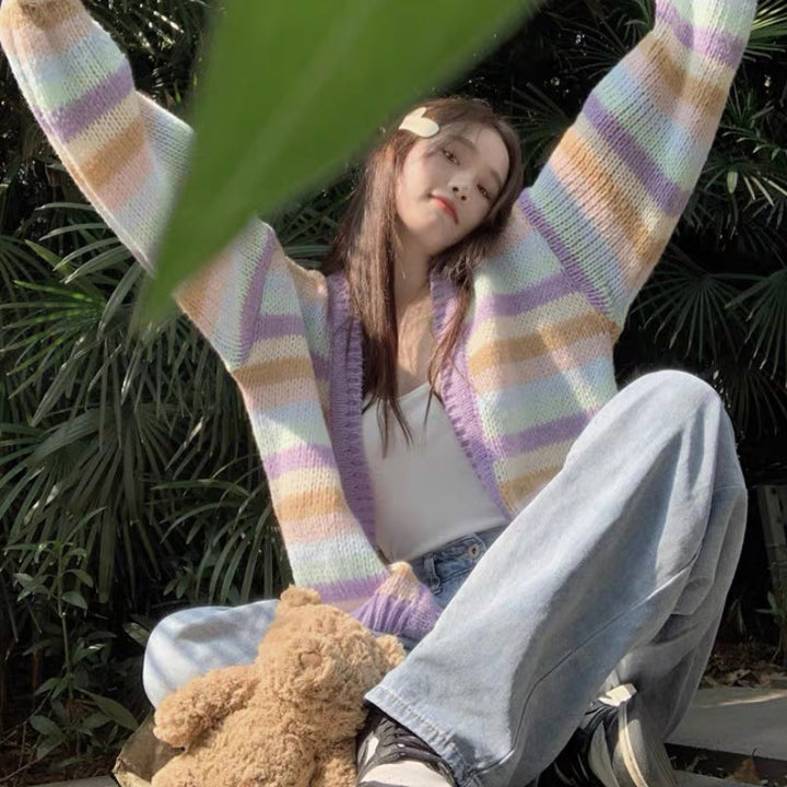 パステルレインボーニットカーディガン – Seollem